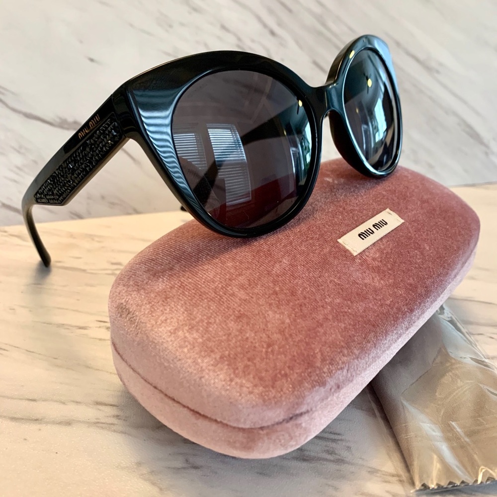 Authentic Miu Miu Glam Crystal Cat Eye Sunglasses
